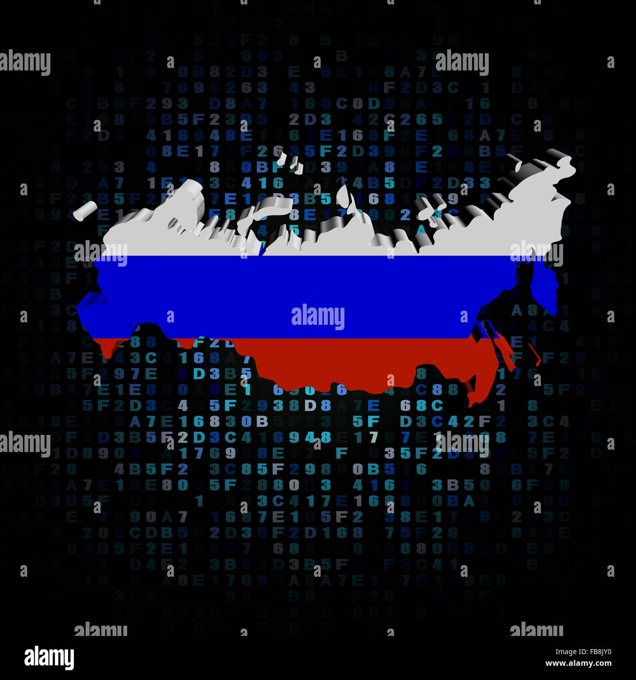 La Russie carte drapeau sur code hex illustration Banque D'Images
