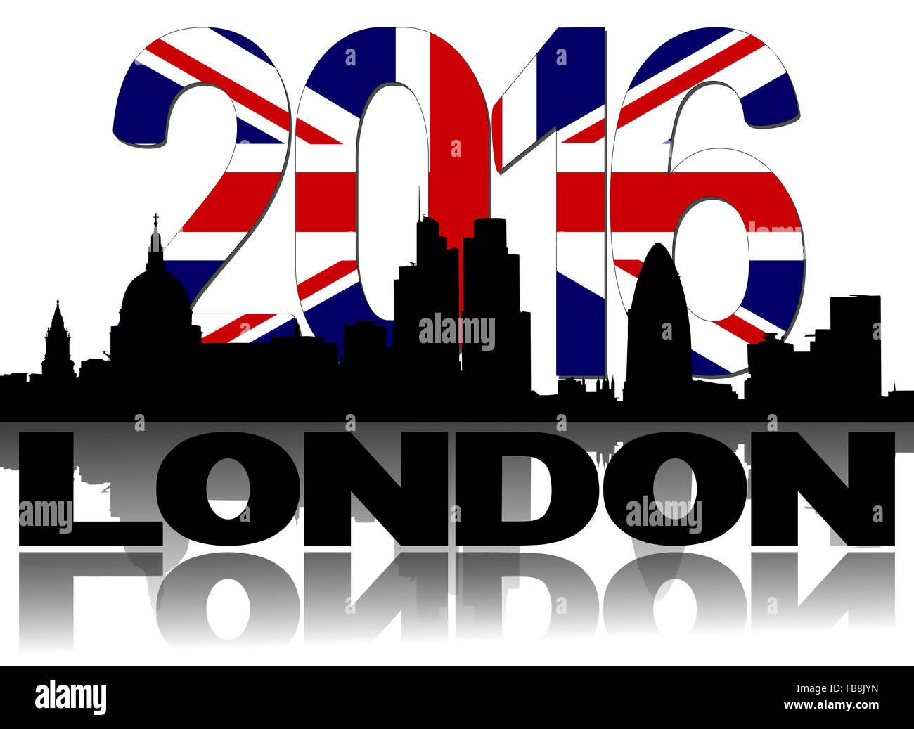 Toits de Londres drapeau britannique 2016 Illustration de texte Banque D'Images