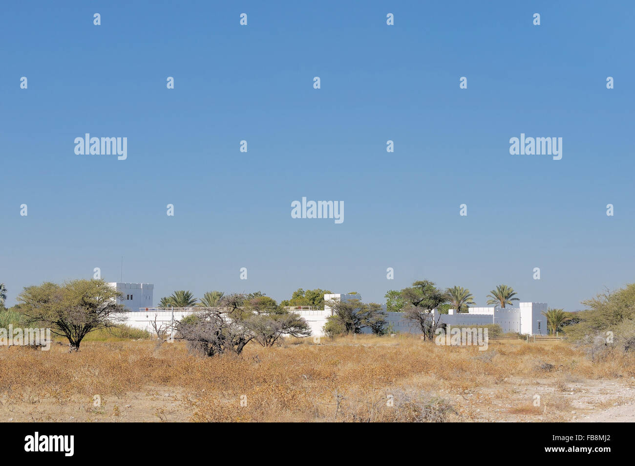 Fort Namutoni, un rest camp dans le Parc National d'Etosha, Namibie Banque D'Images