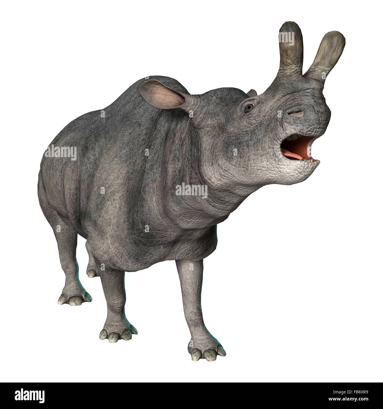 Numérique 3D render of a Brontotherium ou thunder bête isolé sur fond blanc Banque D'Images