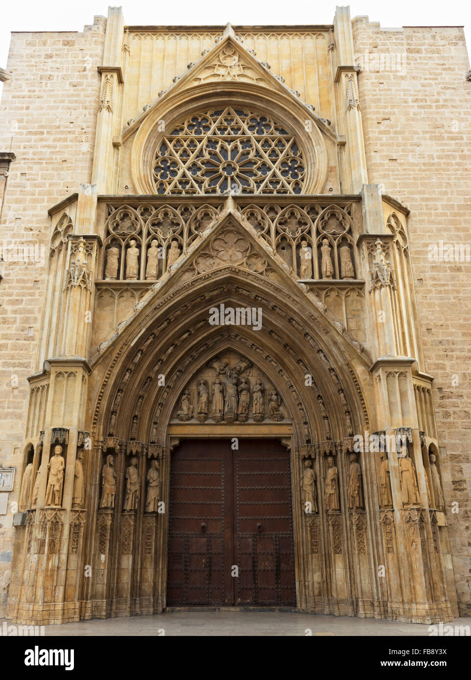 Valence, Espagne. Les Apôtres porte de la Cathédrale Métropolitaine de l'Assomption de Notre-Dame de Valence, alias Saint Banque D'Images