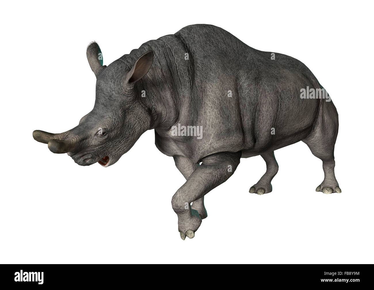 Numérique 3D render of a Brontotherium ou thunder bête isolé sur fond blanc Banque D'Images