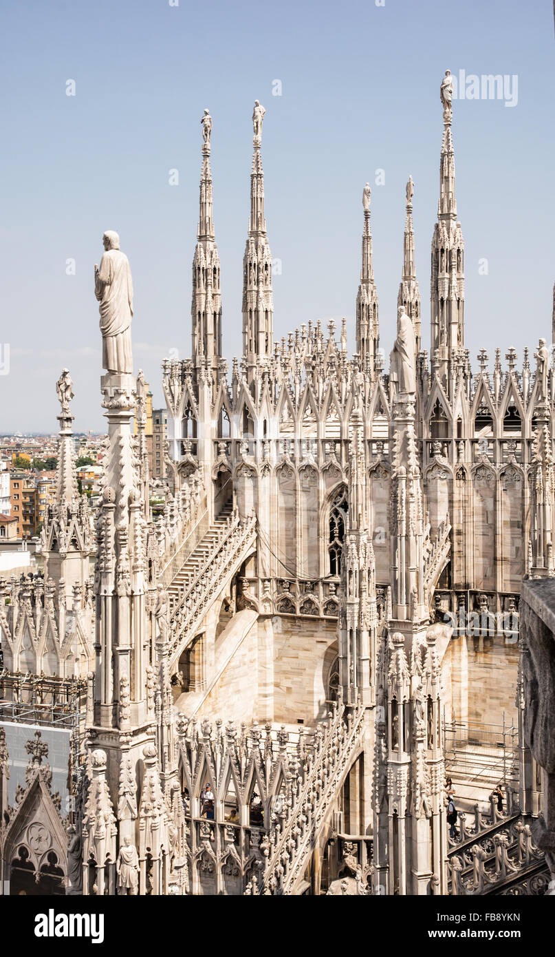 Grandiose, la cathédrale de Milan (Duomo di Milano, Italie). Thème de l'architecture. Banque D'Images