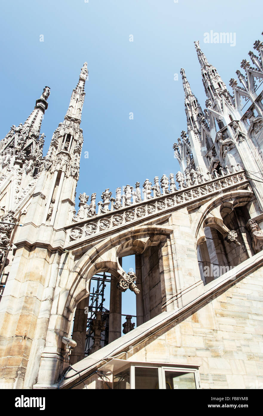 La cathédrale de Milan (Duomo di Milano, Italie). Thème de l'architecture religieuse. Patrimoine culturel. Banque D'Images