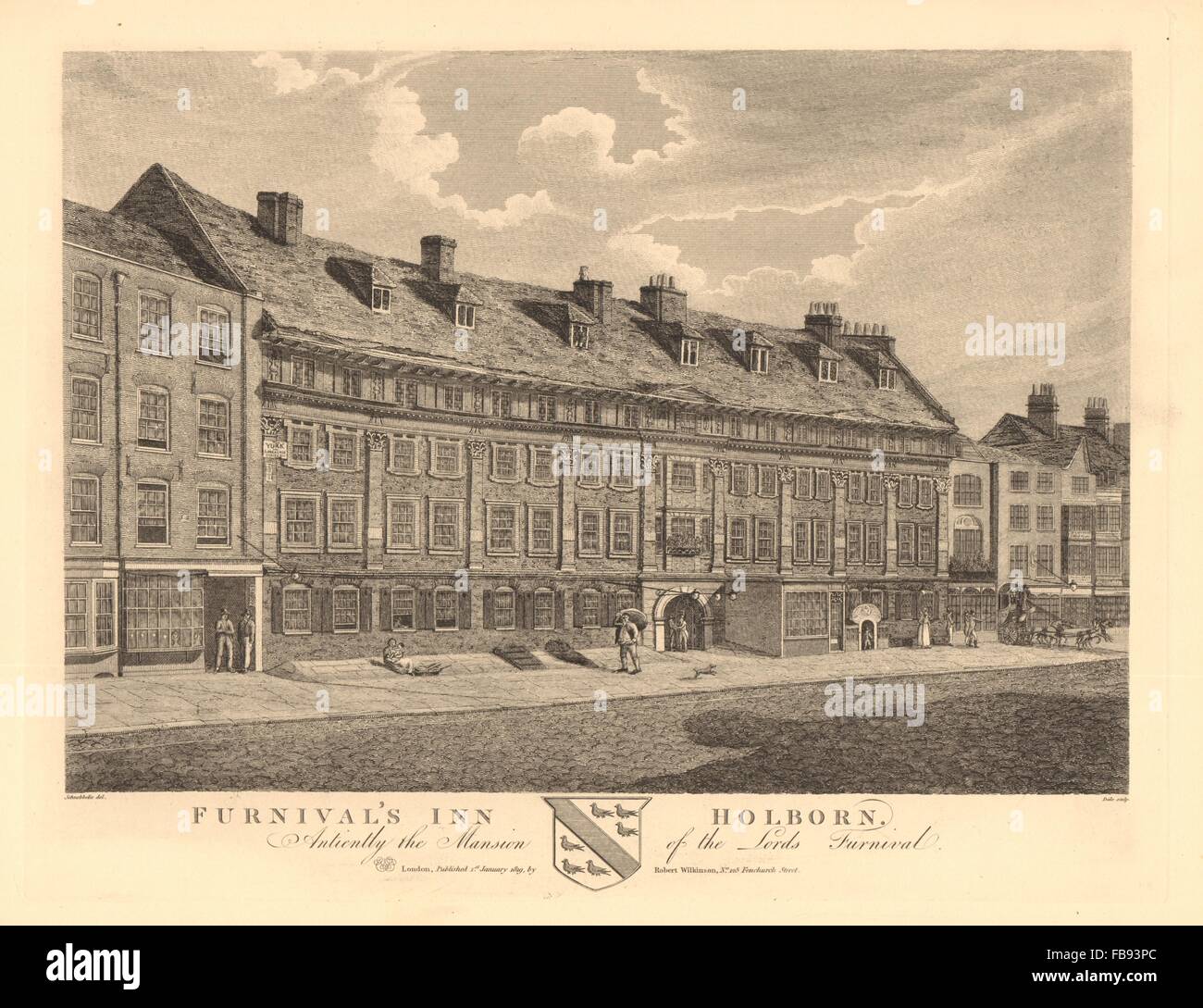 FURNIVALS INN. Furnival Lords Mansion. Inn de chancellerie. Holborn, Londres, 1834 Banque D'Images