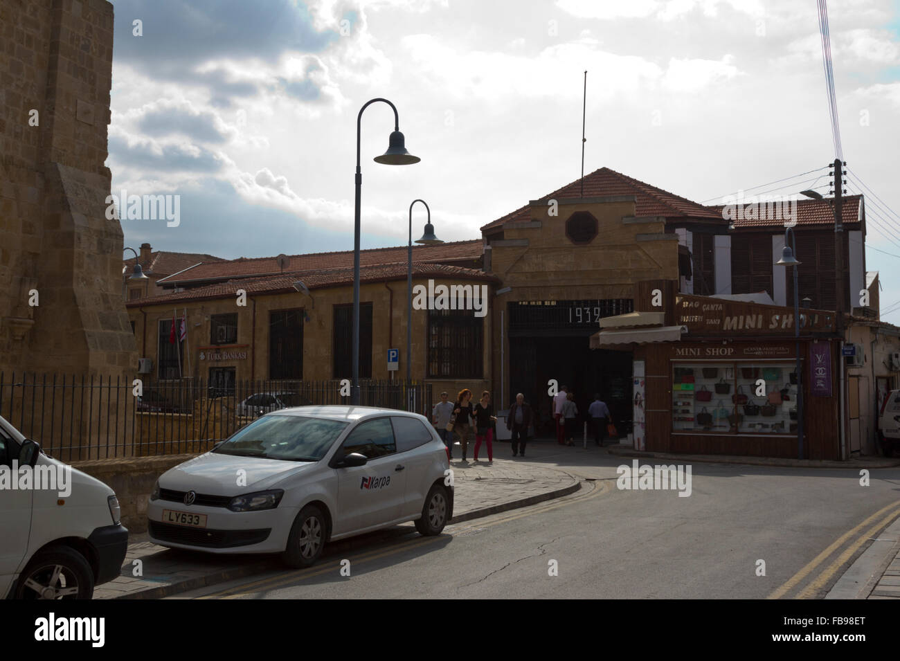 Entrée du marché municipal, bazar, dans la vieille ville de Nicosie, Lefkosa, République turque de Chypre du Nord Banque D'Images