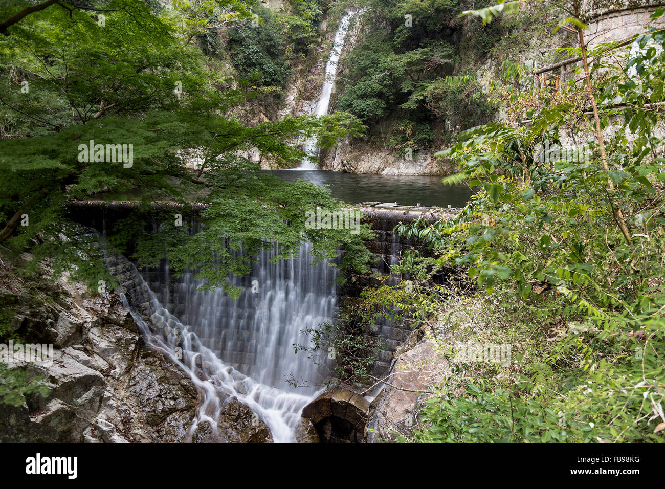 Cascade dans les montagnes de Kobe, Japon Banque D'Images