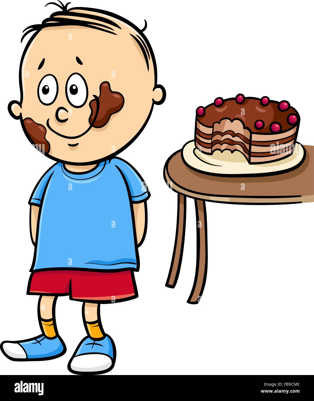 cartoon-illustration-de-peu-gourmand-gar-on-et-g-teau-au-chocolat-image