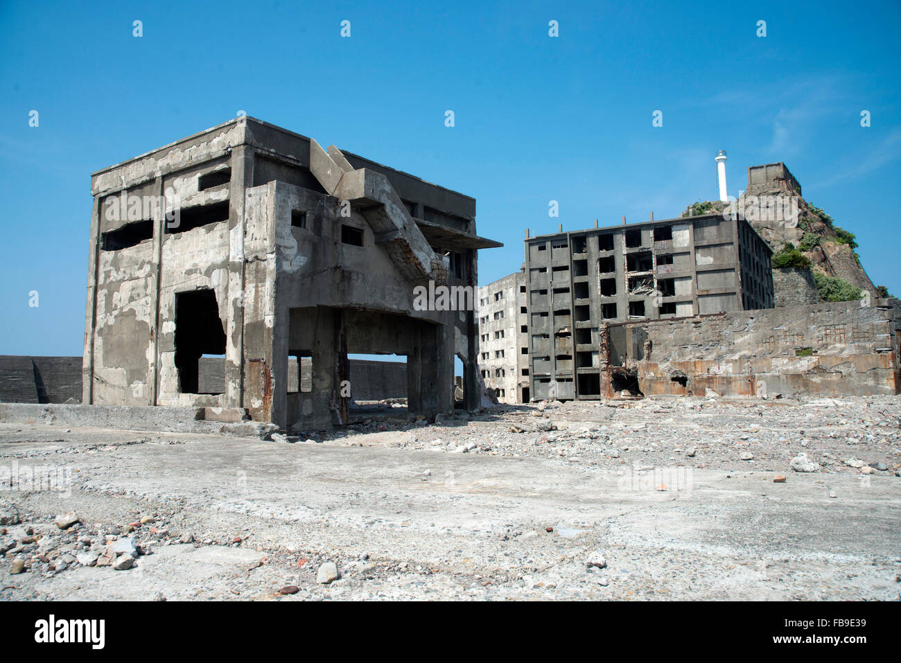Des bâtiments abandonnés dans Hashima, Japon Banque D'Images