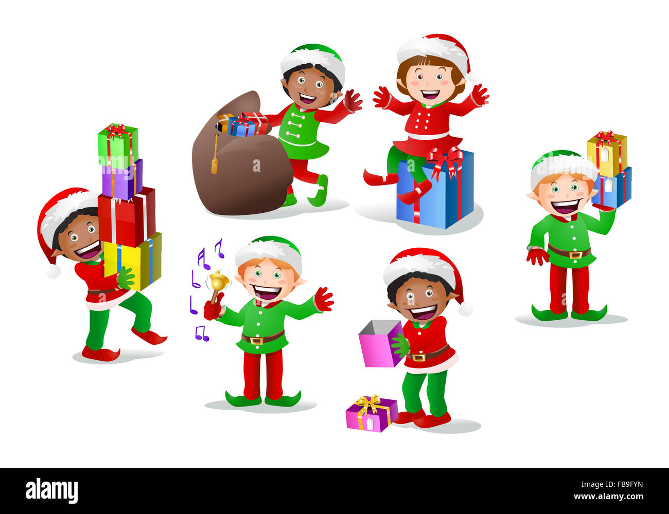 Illustration d'un stock colored cartoon elf nain isolé sur fond blanc Banque D'Images