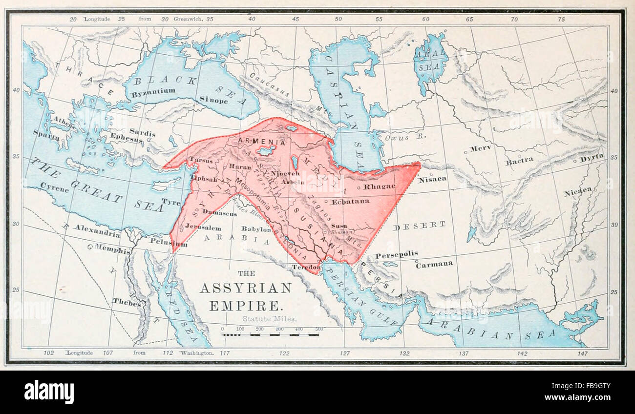 Carte de l'Empire assyrien, Ancien Testament Banque D'Images
