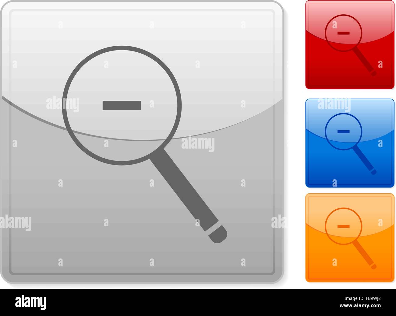 Carré de couleur boutons web Faire un zoom arrière sur un fond blanc. Vector illustration. Illustration de Vecteur