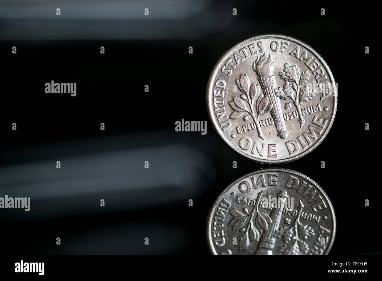 Pièce de un cent américain avec la réflexion Banque D'Images