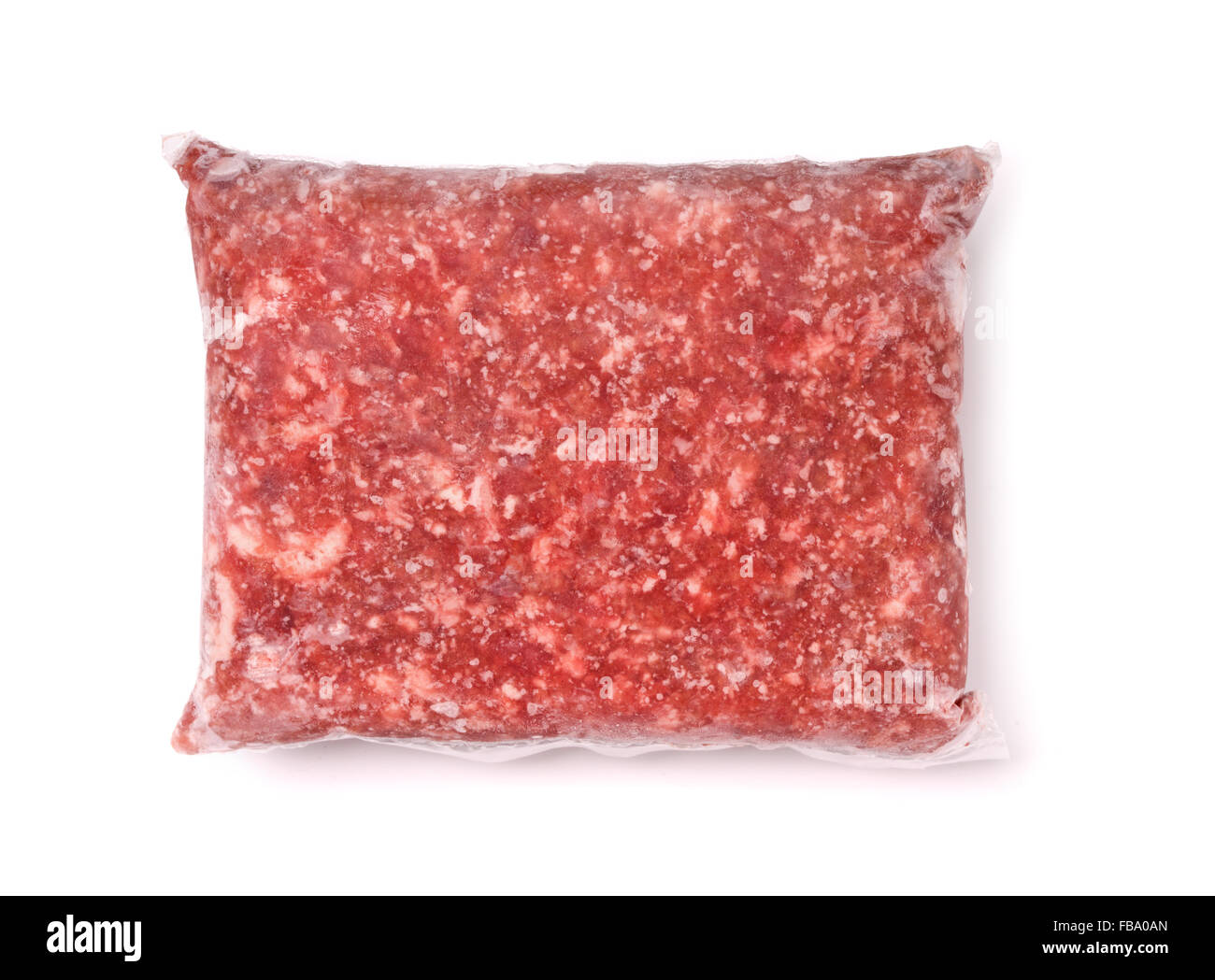 Paquet de viande congelée isolated on white Banque D'Images