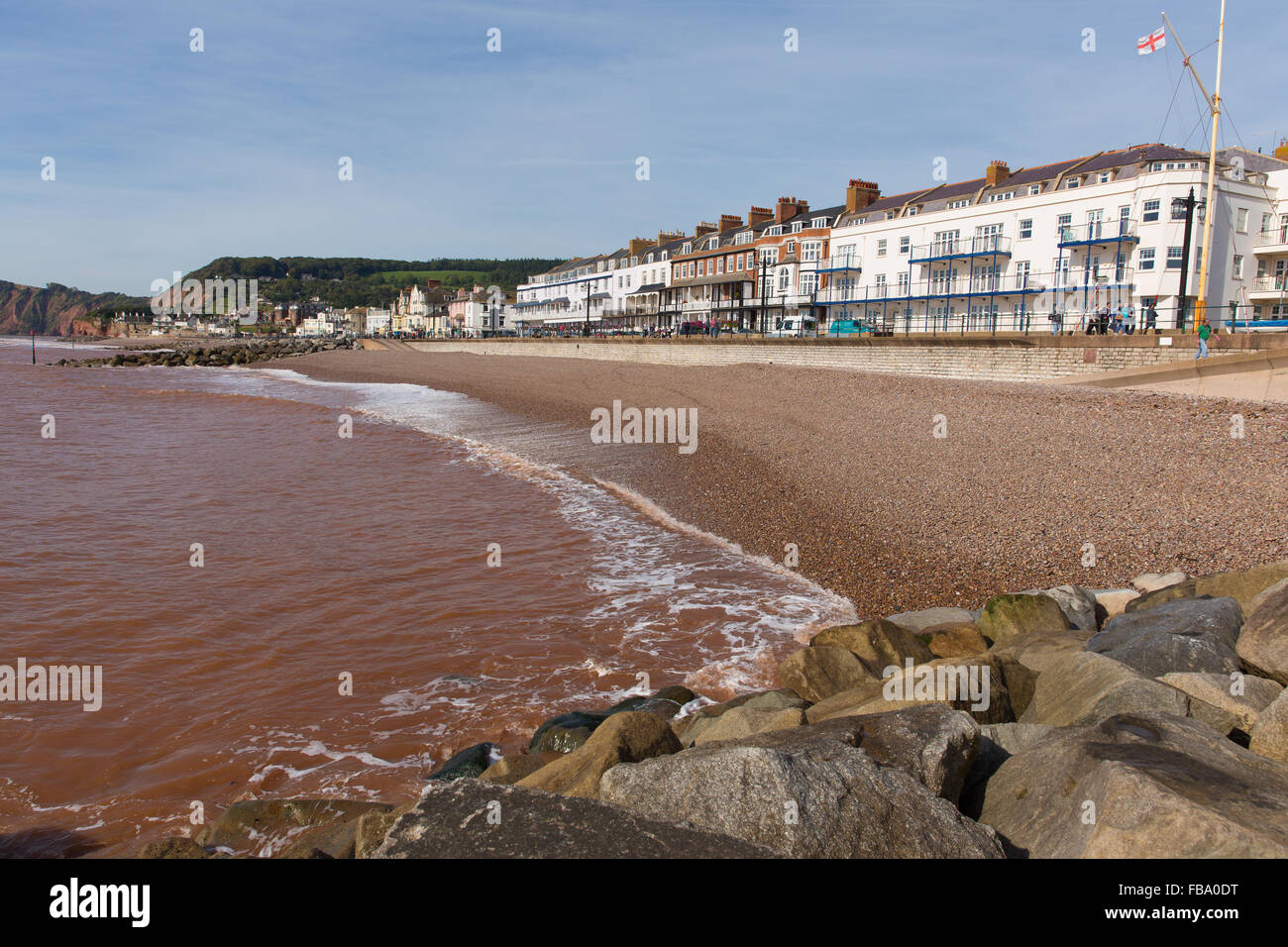 Plage de Sidmouth et le front de Devon, Angleterre Royaume-uni ville touristique traditionnel anglais Banque D'Images