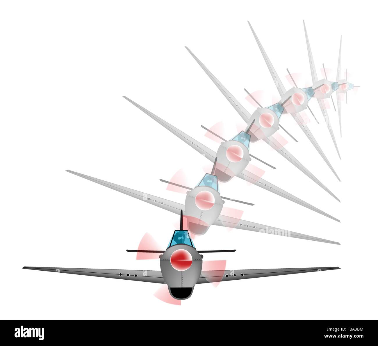 La DEUXIÈME GUERRE MONDIALE avion de chasse sous-marine avec les versions s'est évanouie dans l'arrière-plan Illustration de Vecteur