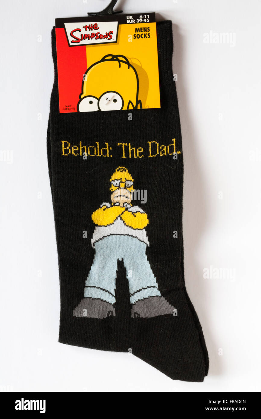 Les Simpsons Voici l'ensemble des chaussettes pour hommes papa sur fond blanc - nouveauté chaussettes pour cadeau de Noël Banque D'Images