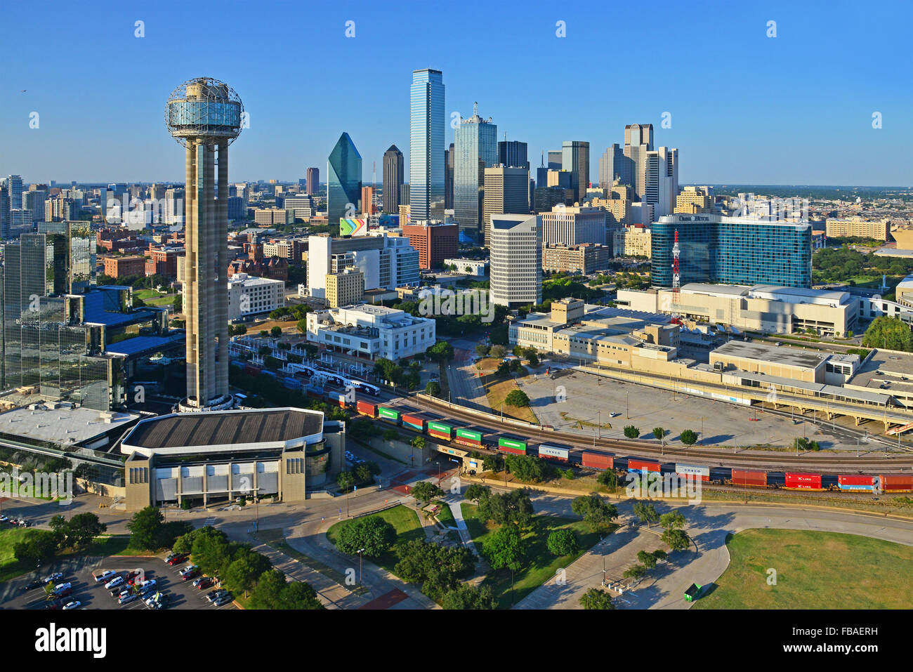 Le centre-ville de Dallas au Texas à partir de l'air Banque D'Images