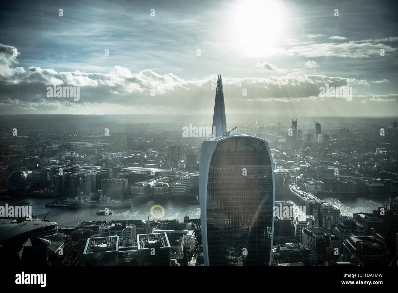 Vue sur la ville de Londres, le Shard et talkie walkie Banque D'Images