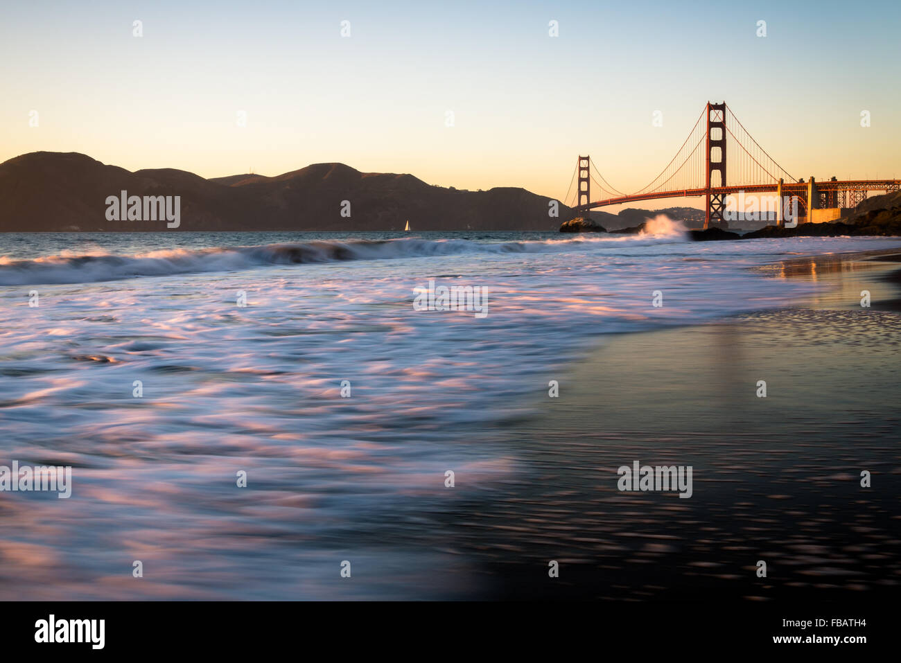 Golden Gate Bridge San Francisco Baker Beach Banque D'Images