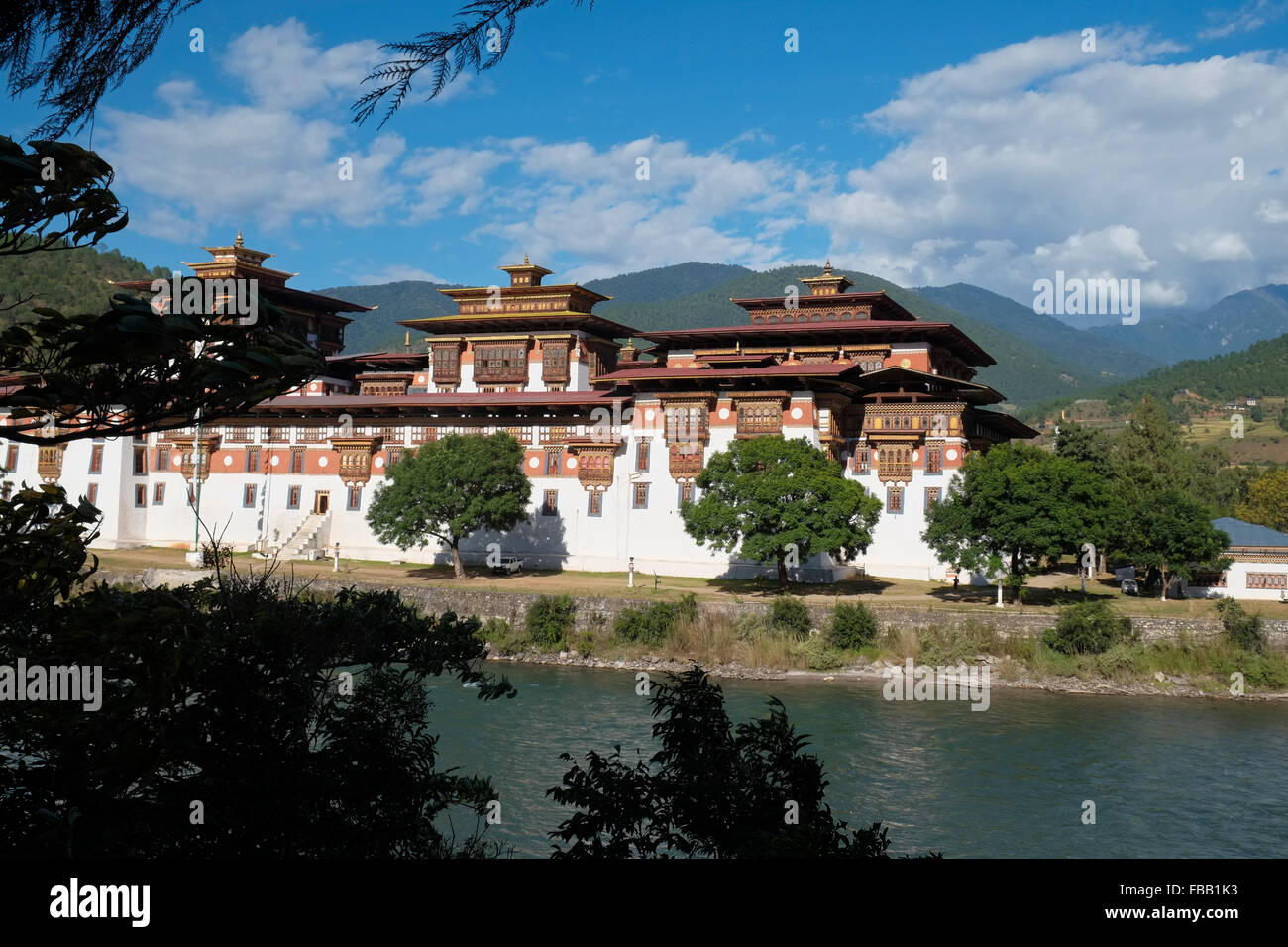 Le Punakha Dzong Pungtang (également connu sous le nom de Dechen Photrang Dzong), Punakha, Bhoutan. Banque D'Images