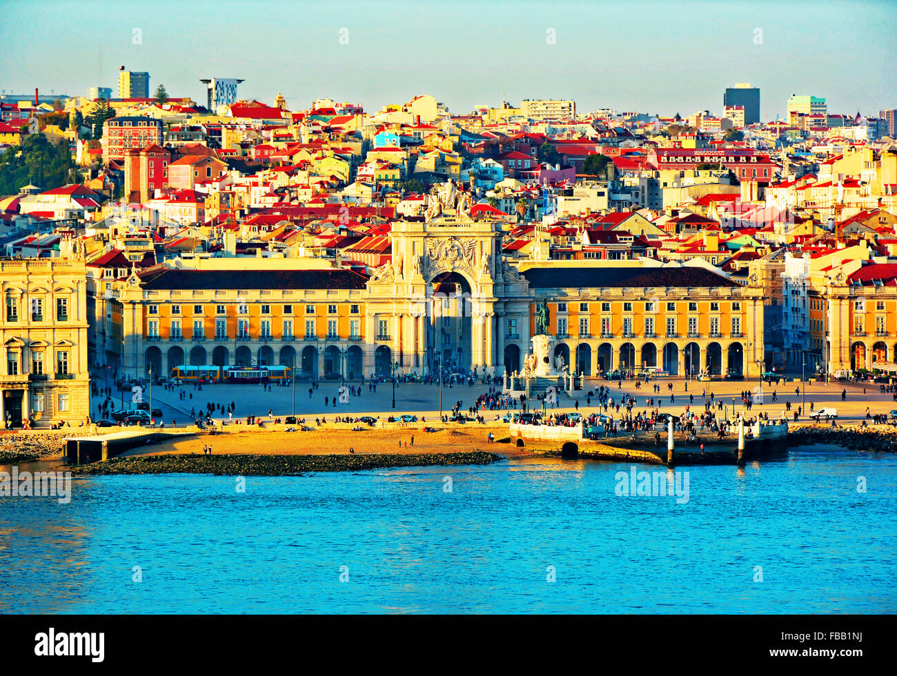 Portugal Lisbonne Rua Augusta Arch et King Jose 1 Banque D'Images