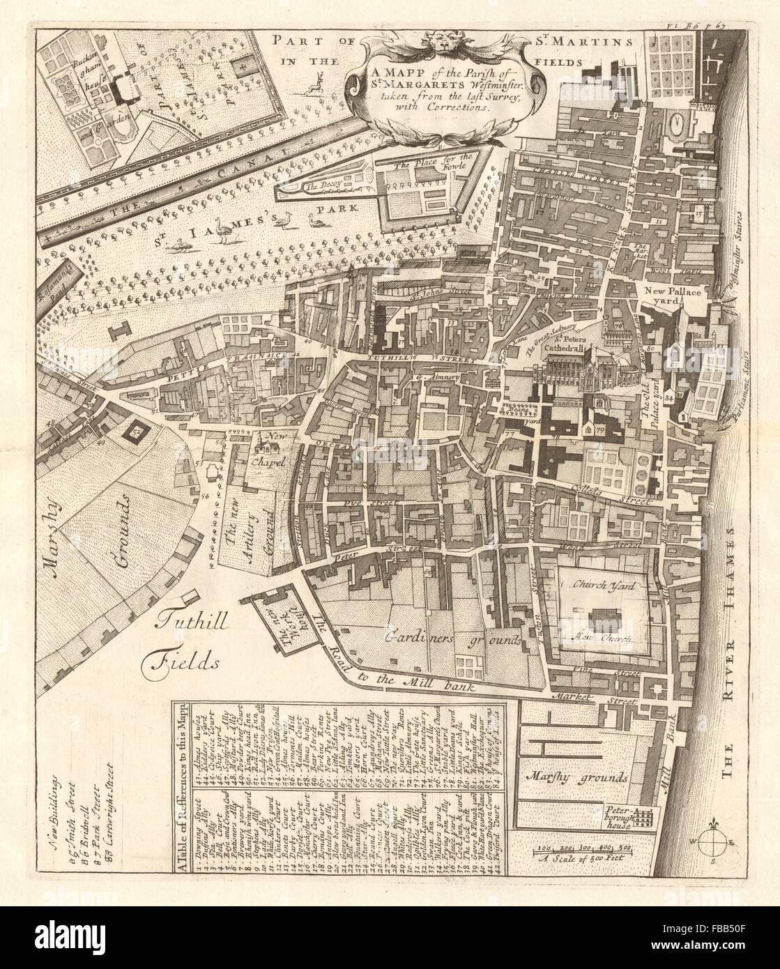 La paroisse de St Margaret's, Westminster. St James's Park. STOW/STRYPE, 1720 map Banque D'Images La paroisse de St Margaret's, Westminster. St James's Park. STOW/STRYPE, 1720 map Banque D'Images