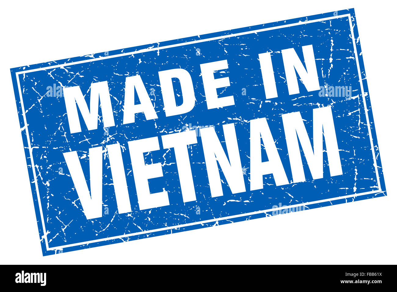 Vietnam blue square grunge made in stamp Banque D'Images