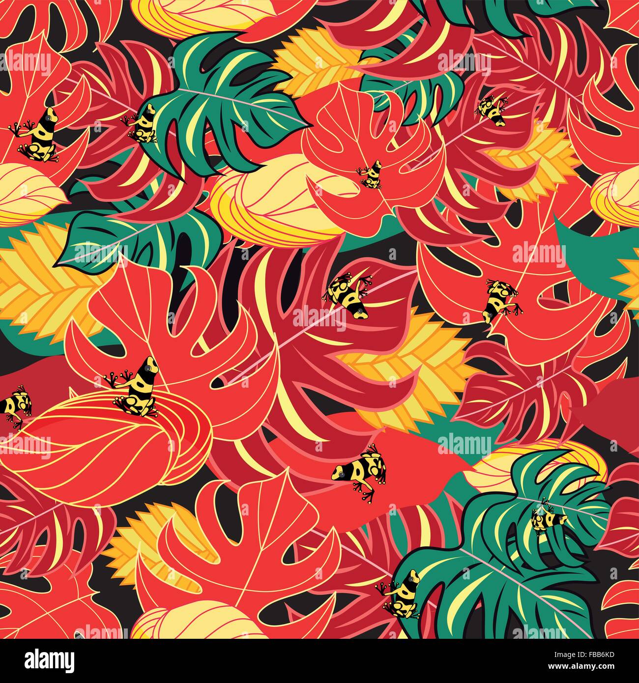 Motif jungle exotique et grenouilles Illustration de Vecteur