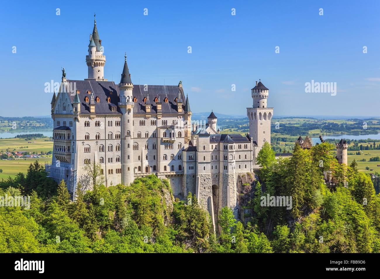 Matin d'été au château de Neuschwanstein - Fussen - Bavière - Allemagne Banque D'Images