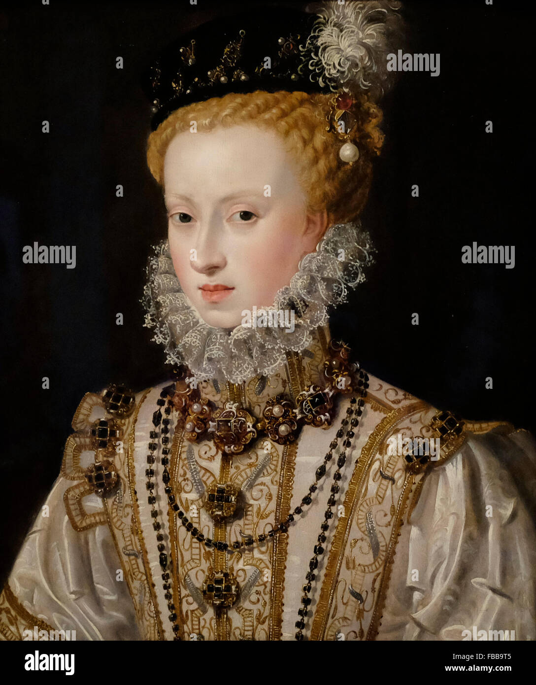 Anne d'Autriche - attribuée à Alonso Sanchez Coello - circa 1578 Banque D'Images