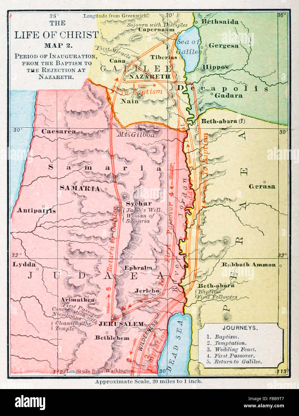 Site de la vie du Christ - Période d'Inauguration du Baptême au rejet à Nazareth - Palestine Banque D'Images