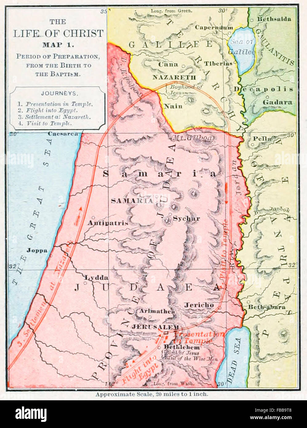 Site de la vie du Christ - période de préparation de la naissance au baptême - Palestine Banque D'Images