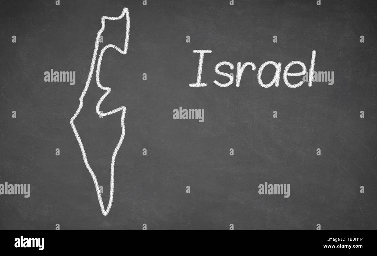 Israël carte dessinée on chalkboard Banque D'Images