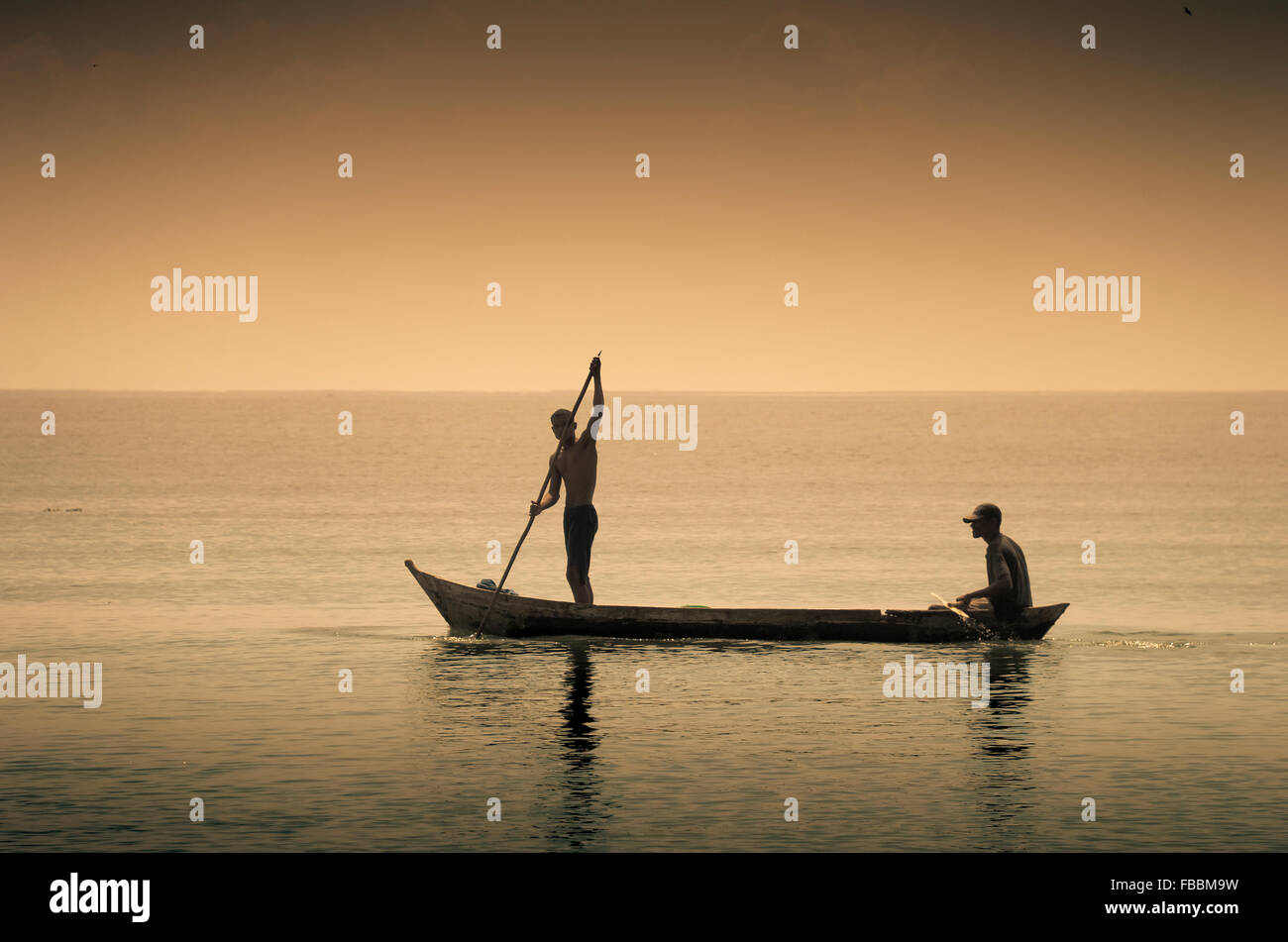 Les pêcheurs de la Colombie, les îles Rosario Banque D'Images
