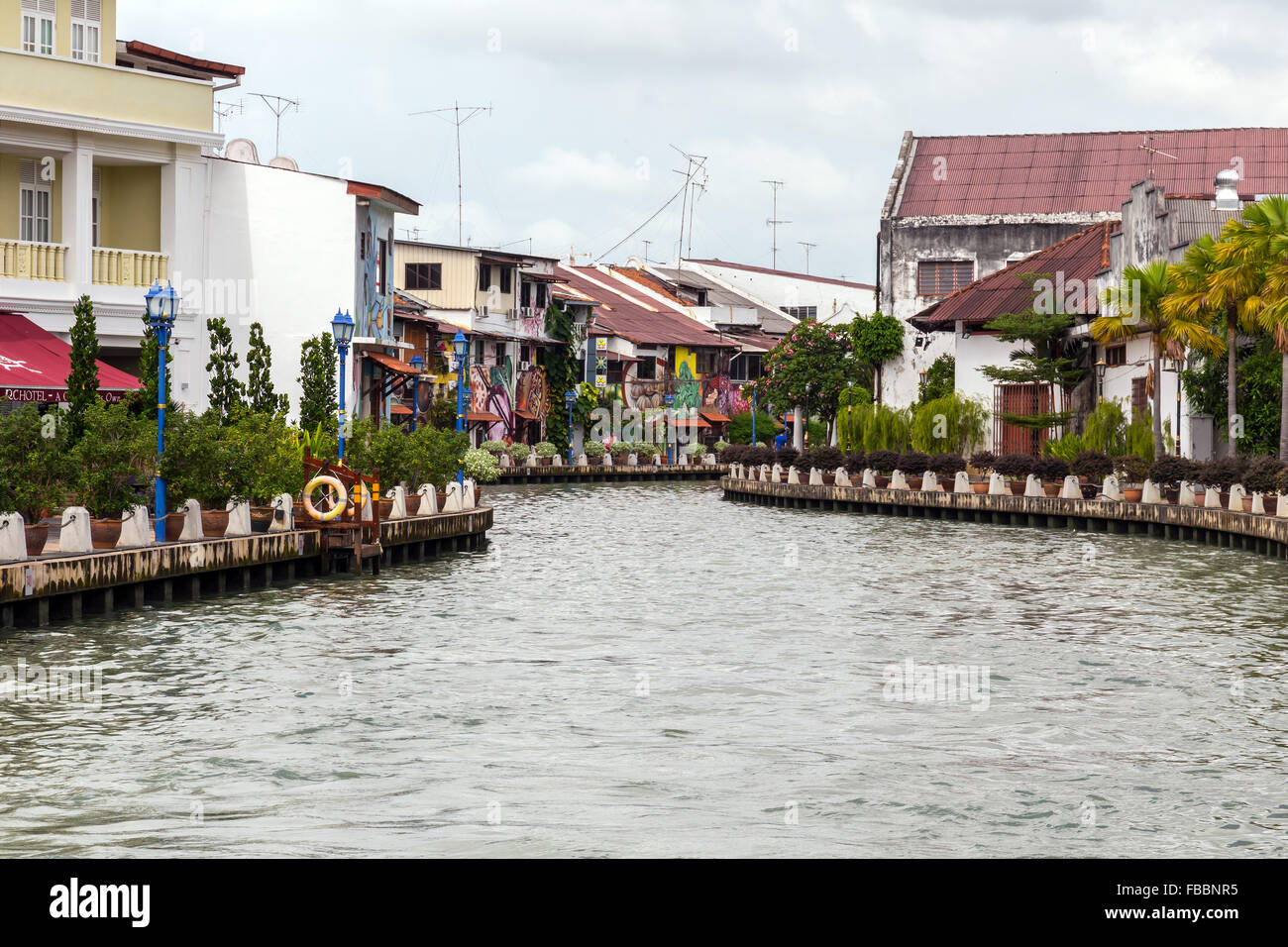 Les muraux colorés par la rivière Malacca. Banque D'Images