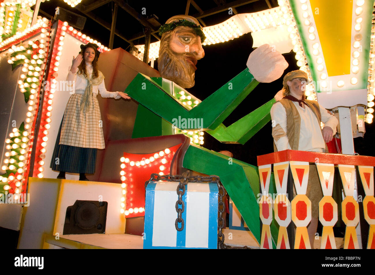 Carnaval festival de Glastonbury, Somerset flotteur, England, UK Banque D'Images