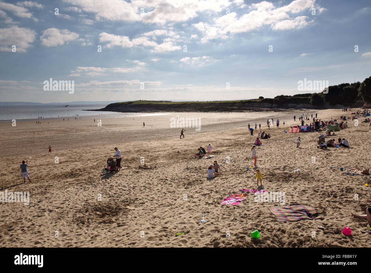 Plage de l'île de Barry au pays de Galles. Banque D'Images