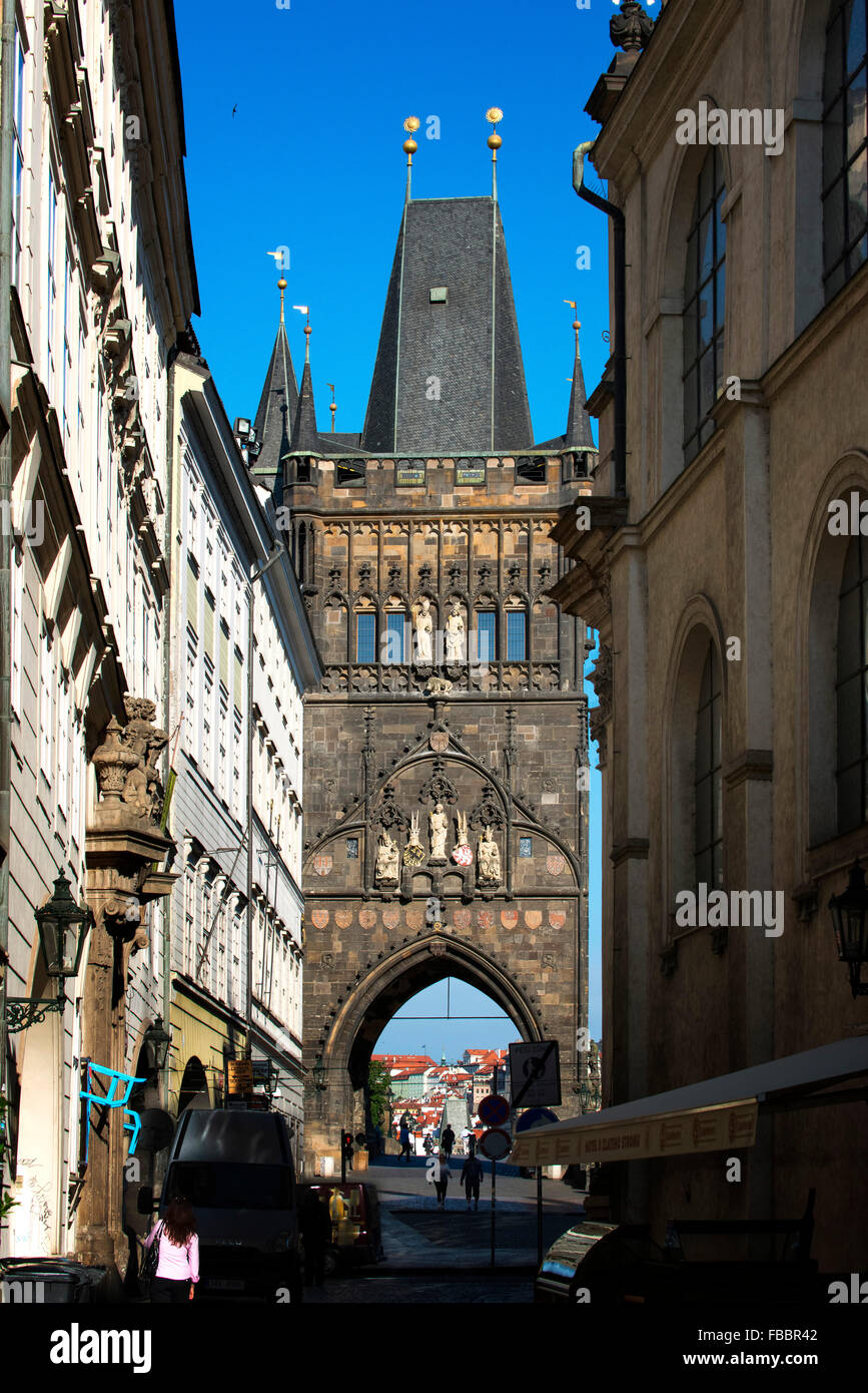 République Tchèque Prague La Tour du pont de la Vieille Ville Banque D'Images