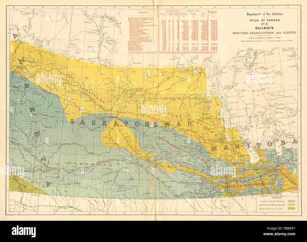 Chemins de fer du Canada. Manitoba Saskatchewan Alberta. Le Canadien Pacifique &c, 1906 map Banque D'Images