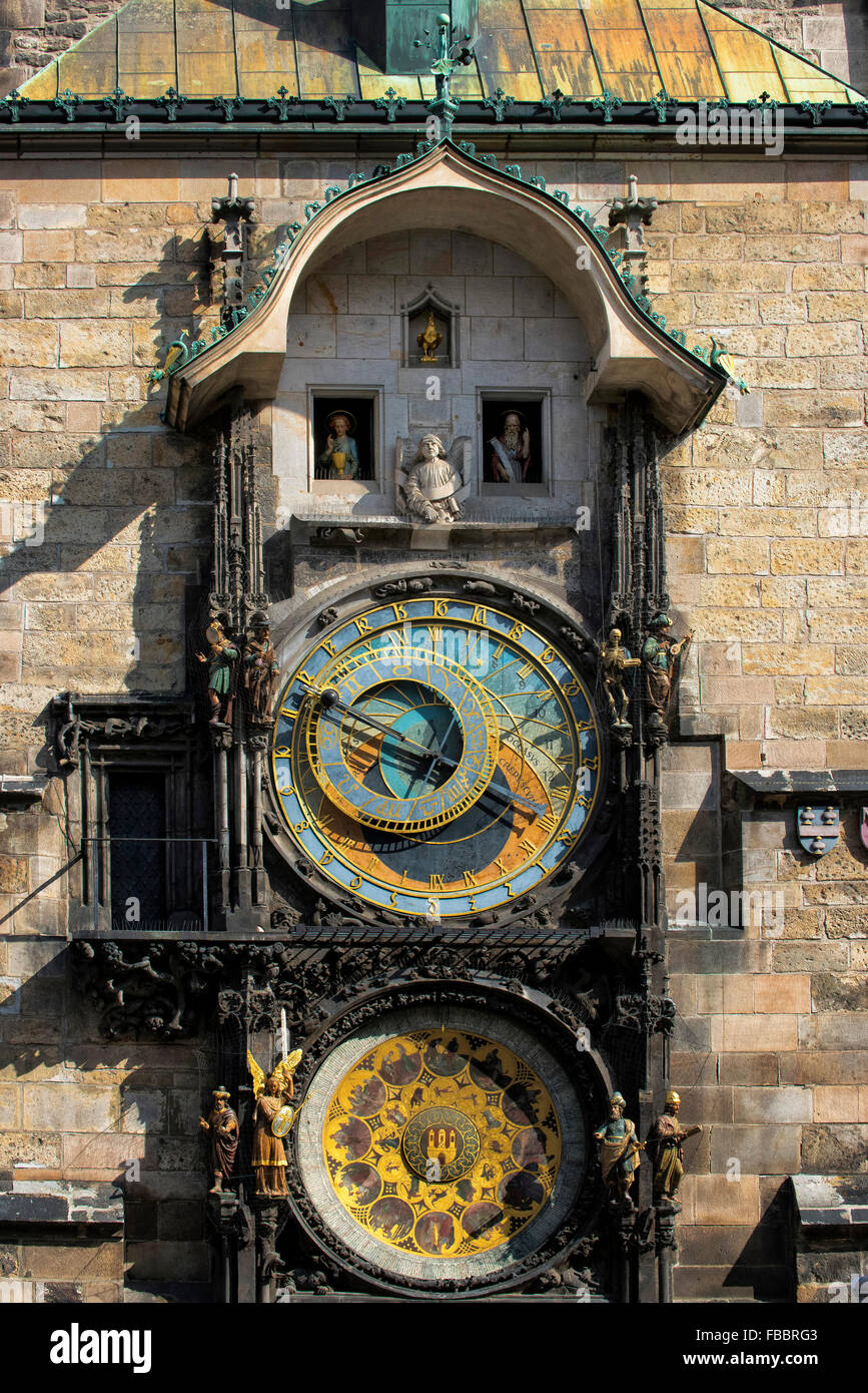 L'horloge astronomique, l'ancien Hôtel de Ville, Prague, République tchèque, Repoblic Banque D'Images