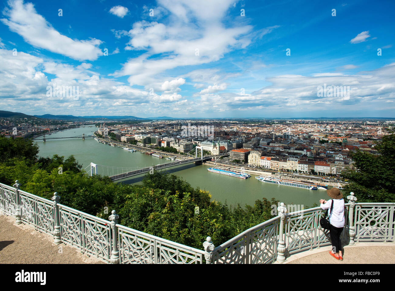 Vue depuis la colline Gellert. Danube, Budapest, Hongrie, Banque D'Images