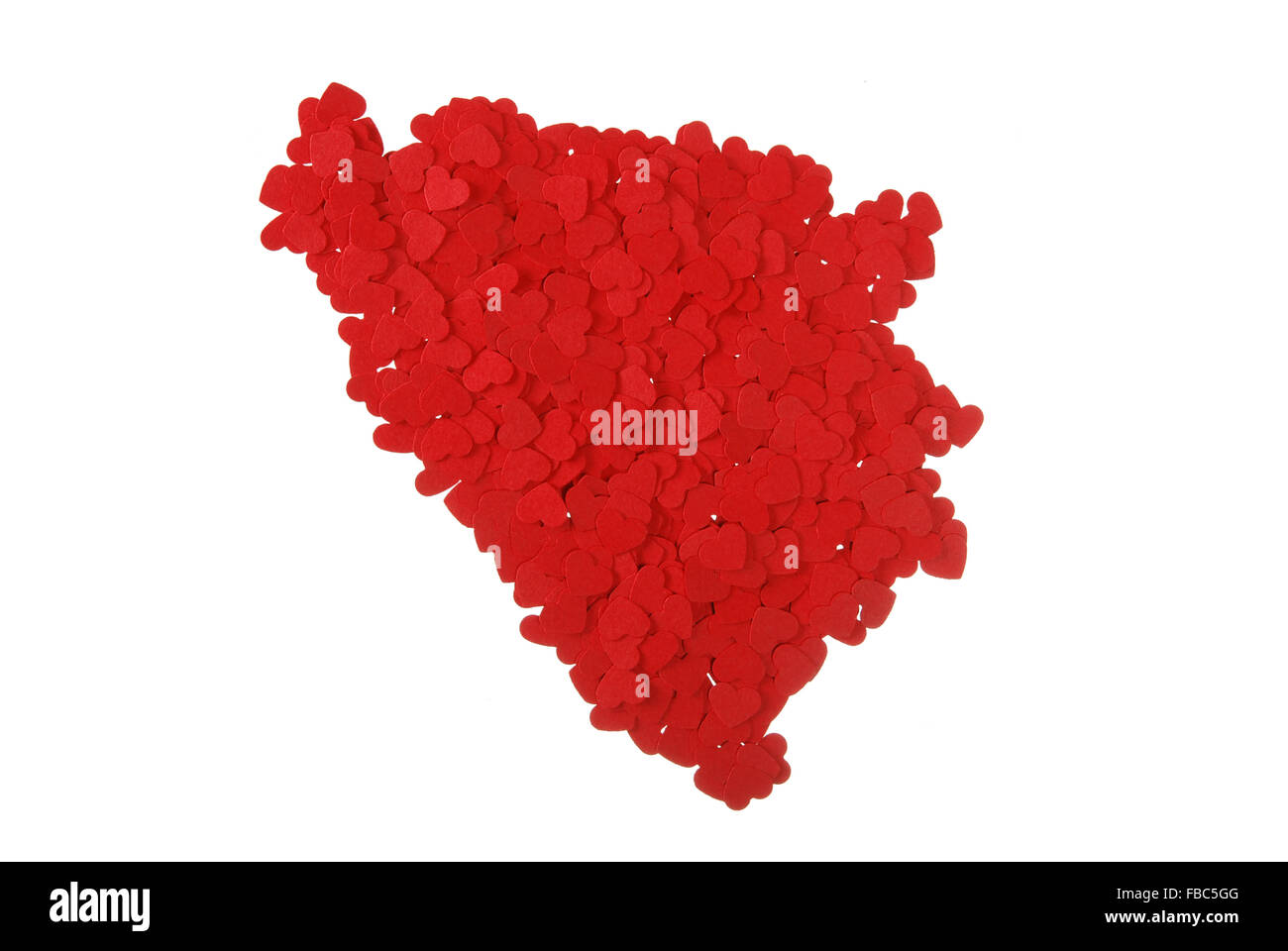 Contour de la Bosnie-et-Herzégovine construit de petits coeurs rouges sur fond blanc Banque D'Images