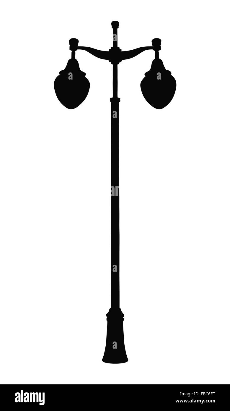 La rue lanterne. Silhouette noire. Isolé sur fond blanc. Vector Illustration Banque D'Images