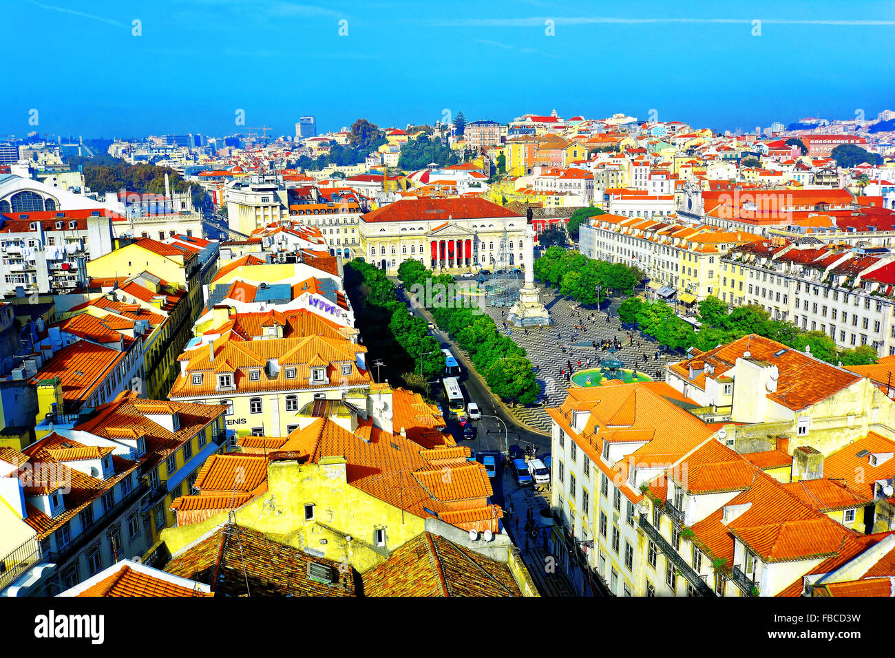 Portugal Lisbonne Praça de Dom Pedro IV Rossio Banque D'Images