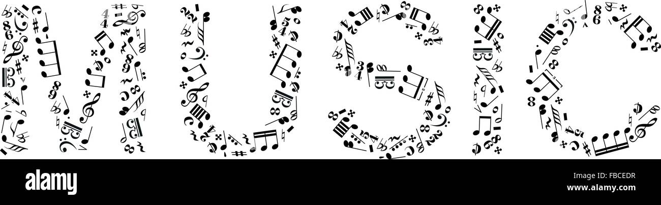 Mot de signes musique musiquemusique Illustration de Vecteur