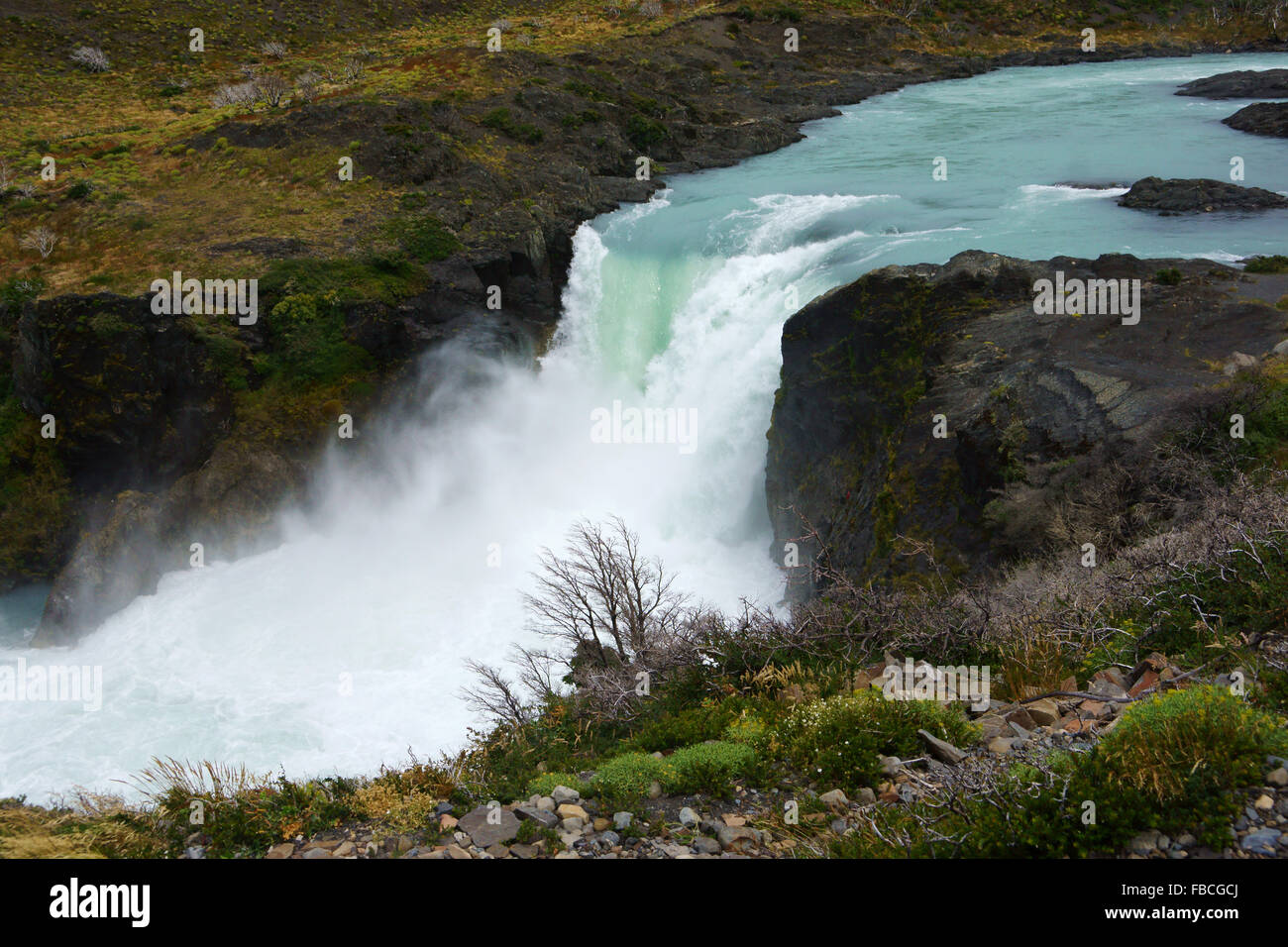 Salto Grande cascade, Parc National Torres del Paine, Patagonie, Chili Banque D'Images