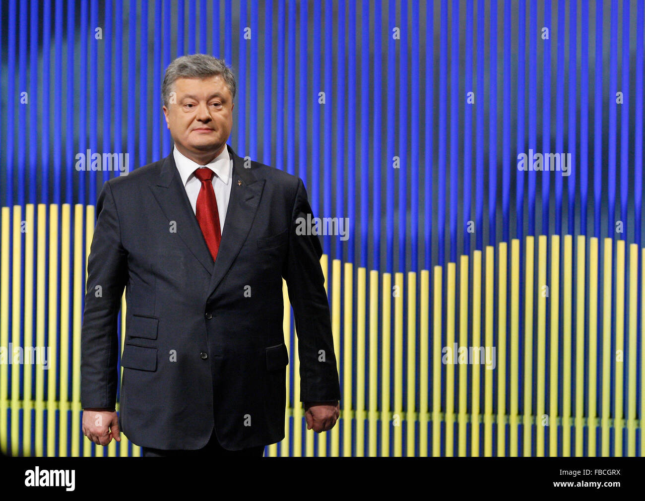 Kiev, Ukraine. 14 Jan, 2016. Le Président ukrainien Porochenko parle aux médias au cours de sa dernière conférence de presse 2015. © Vasyl Shevchenko/Pacific Press/Alamy Live News Banque D'Images