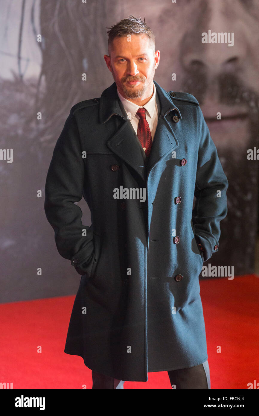 Londres, Royaume-Uni. 14 janvier 2016. Acteur Tom Hardy assiste à la première UK de 'l' Empire revenant à Leicester Square, le 14 janvier 2016 à Londres, en Angleterre. Crédit : Images éclatantes/Alamy Live News Banque D'Images