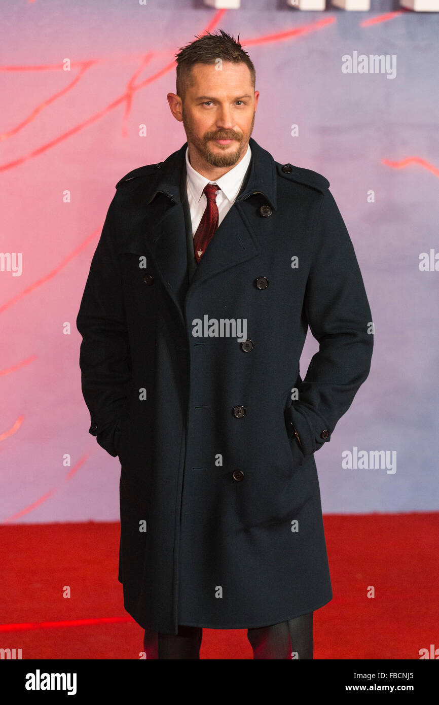 Londres, Royaume-Uni. 14 janvier 2016. Acteur Tom Hardy assiste à la première UK de 'l' Empire revenant à Leicester Square, le 14 janvier 2016 à Londres, en Angleterre. Crédit : Images éclatantes/Alamy Live News Banque D'Images